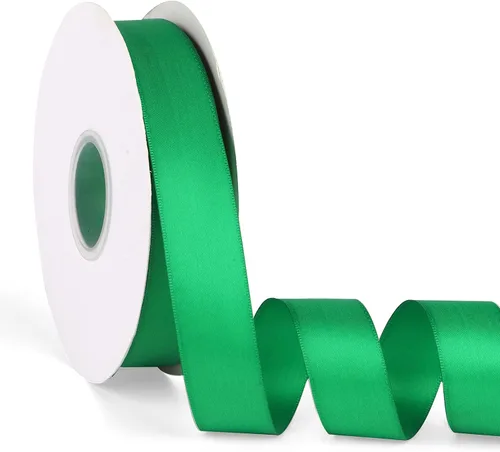 Miniatura 105 de Cinta de satén verde manzana de doble cara de 1-1/2 pulgadas x 50 yardas, cinta continua de poliéster de alta densidad para envolver regalos, bodas