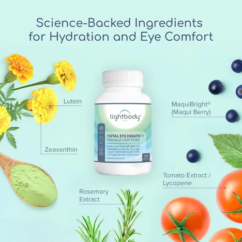 Miniatura 3 de Lightbody Total Eye Health+ - Suplementos oculares de luteína y zeaxantina con extractos de plantas para bienestar visual y comodidad diaria