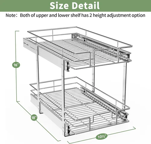 Miniatura 3 de ROOMTEC Organizador de armario extraíble (11 pulgadas de ancho x 18 pulgadas de profundidad), 2 niveles de almacenamiento extraíble para cajón