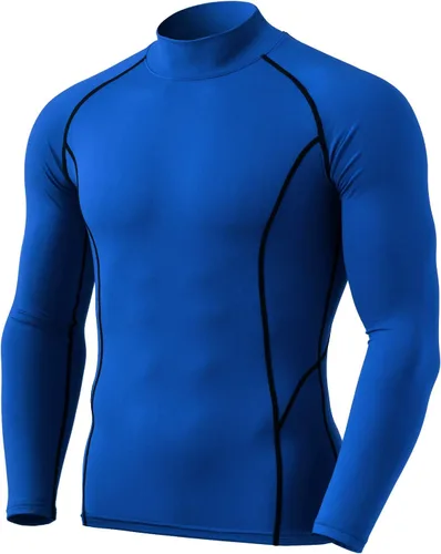TSLA - paquete de 1 o 2 camisas térmicas de compresión de manga larga para hombre cuello alto falsocuello de tortuga para deportes invierno para