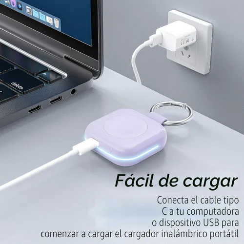 Miniatura 5 de Cargador de viaje portátil para Apple Watch Series 8, cargador inalámbrico para iWatch de 1200 mAh con cable de carga, llavero de bolso, cargadores