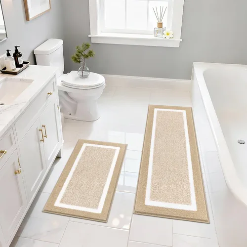 Miniatura 28 de Pauwer Juego de baño, alfombras de baño antideslizantes, alfombras de ducha absorbentes para suelo de baño, bañera y ducha, color azul aguamarina