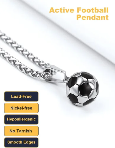 Miniatura 5 de U7 Cadena de fútbol americanobéisbol para hombre, acero inoxidable, chapado en oro de 18 quilates, collar de zapatos deportivos para correr