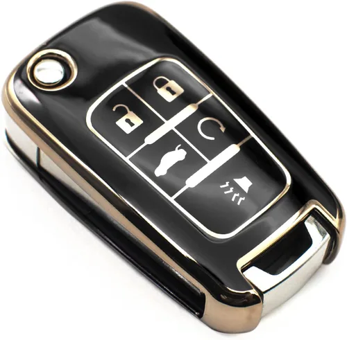 FEYOUN Funda para llavero compatible con Chevy Chevrolet Equinox Camaro Cruze Malibu Sonic Volt Spark Impala Buick Encore Allure TPU remoto sin Negro