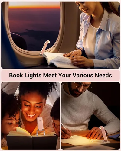 Miniatura 7 de DEWENWILS Luz de libro USB recargable para leer en la cama, lámparas de lectura LED con pinza, portátiles, luces de marcapáginas para niños, amantes