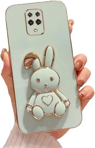 Miniatura 36 de Estuche con soporte de conejo de corazón para Xiaomi Redmi Note 10S, galvanizado suave TPU protector delgado a prueba de golpes con lindo conejito