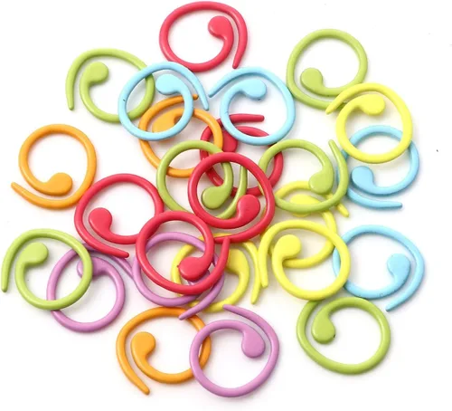 Marcadores de puntada coloridos para tejer y tejer agujas de ganchillo, tapones de bloqueo, accesorios de costura, 30 piezas de metal (coma)