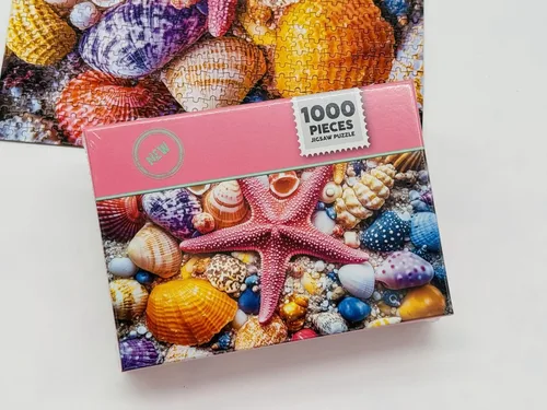 Miniatura 3 de Mini rompecabezas para adultos de 1000 piezas – Colorido rompecabezas de conchas y estrellas de mar, 1000 piezas de playa de verano mini