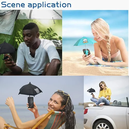 Miniatura 4 de Paraguas de teléfono para el sol, sombrilla de teléfono celular con soporte universal ajustable de ventosa para iPhone, iPad, Gopro