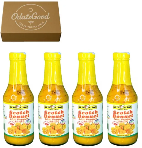 Miniatura 10 de Beta Flava (Ocho Rios) Scotch Bonnet - Salsa de pimiento picante de 5.5 onzas, paquete de 4 paquetes con ODatzgood (paquete de 4 de 5 onzas)