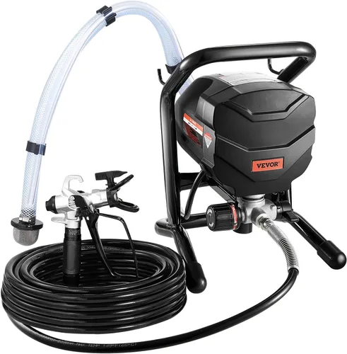 Miniatura 9 de VEVOR Pulverizador de pintura sin aire de soporte, pulverizador sin aire de alta eficiencia de 650 W, pulverizador de pintura eléctrico de 3000 PSI