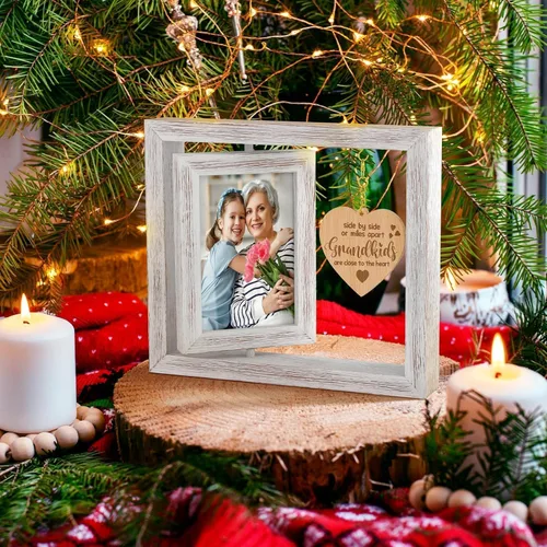 Miniatura 6 de Tiblue Regalos de Navidad de nieta, nieto, nietos, regalos para abuela, marco de fotos giratorio de madera maciza para abuela y nietos para fotos