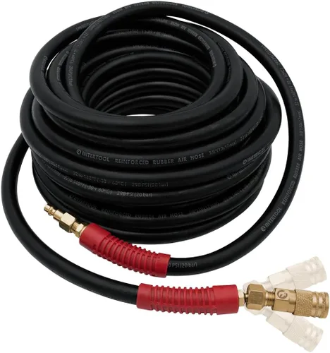 Miniatura 19 de INTERTOOL Manguera de compresor de aire 1/4-pulgada x 25 pies, ligera con acoplador rápido resistente y enchufe de servicio pesado - Resistente a