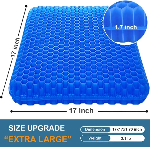 Miniatura 3 de Cojín de gel para asiento de gel, cojín de gel refrigerante, transpirable, cojín de gel con funda antideslizante para silla de oficina en casa, Azul
