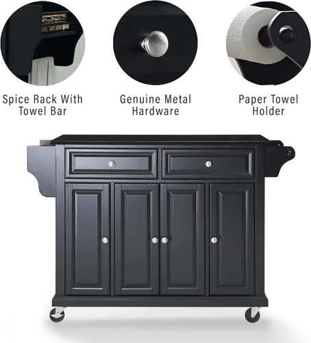 Miniatura 3 de Crosley Furniture isla de cocina con ruedas, Madera, Negro