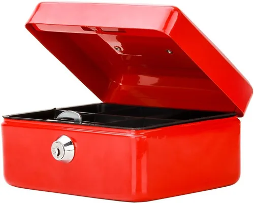 Miniatura 19 de Decaller - Caja de dinero pequeña con cerradura de llave, caja de dinero de metal portátil con doble capa y 2 llaves para seguridad, negro, 6 x 4