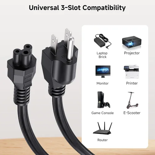 Miniatura 4 de Cable Matters Paquete de 2 cables de alimentación de 3 clavijas, 3 pies, 13A / 16 AWG, cable de alimentación de repuesto para laptop compatible
