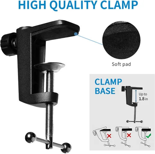 Miniatura 5 de FEELWORLD AMS1 Brazo de micrófono ajustable, soporte de micrófono con tornillo de 3/8" a 5/8", compatible con PM1 y otros micrófonos para podcast
