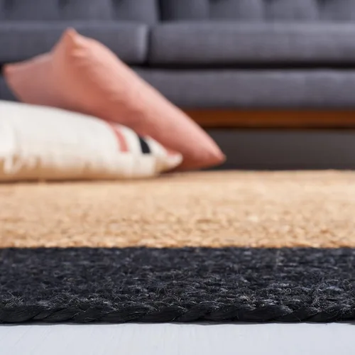 Miniatura 4 de SAFAVIEH Natural Fiber Collection NFB852Z - Alfombra de pasillo de 2 pies 3 pulgadas x 8 pies, natural y negro, hecha a mano de tejido plano