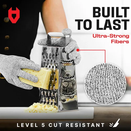 Miniatura 3 de NoCry Guantes resistentes a cortes con puntos de agarre, guantes de corte transpirables y ligeros para chefs - Ambidiestros - Ideal para cortar