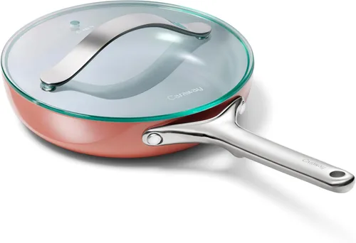 Miniatura 20 de Caraway Dúo de Sartenes de Cerámica con Tapas de Vidrio - Sartenes Antiadherentes (10.5" y 8") - No Tóxico, Libre de PTFE y PFOA - Apto para Horno