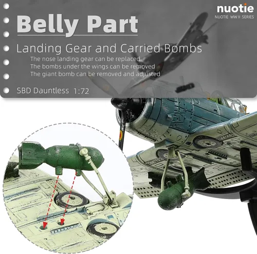Miniatura 5 de NUOTIE 1/72 Douglas SBD-2 Dauntless Dive Bomber Modelo de Avión de la Segunda Guerra Mundial Midway Avión de Guerra Vintage Metal Fundido a Presión