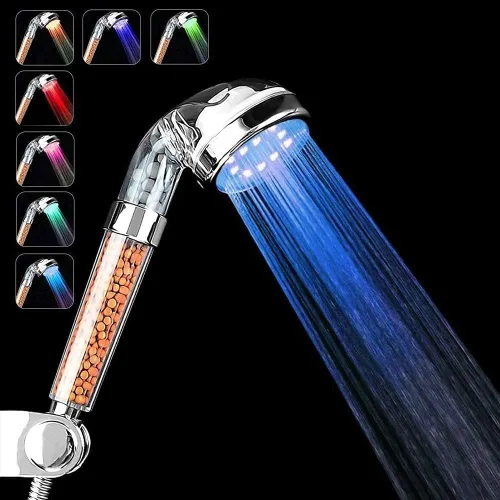 Miniatura 2 de Cabezal de ducha LED PRUGNA con manguera y soporte de brazo de ducha, regadera de mano de filtro de alta presión para reparar piel seca y pérdida