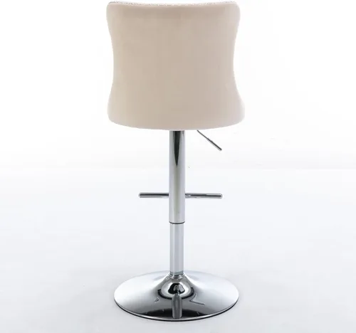 Miniatura 9 de Taburetes de bar giratorios de terciopelo ajustables para asiento de 25 a 33 pulgadas, modernos taburetes de bar tapizados con base cromada