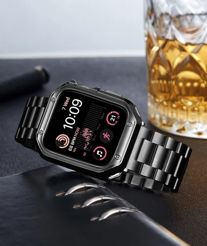 Miniatura 5 de BINLUN Compatible with Apple Watch Band 49mm 46mm 45mm 44mm 42mm 41mm 40mm 38mm Stainless Steel Metal Watch Strap with TPU Watch Case Compatible