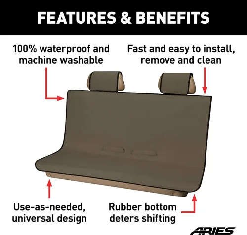 Miniatura 3 de ARIES 3146-18 Seat Defender 58 pulgadas x 55 pulgadas, protector universal impermeable marrón para asiento de coche