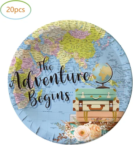 Miniatura 3 de Adventure World Awaits - Suministros para fiestas, 20 platos y 20 servilletas, suministros de decoración de fiesta de The Adventure Begin