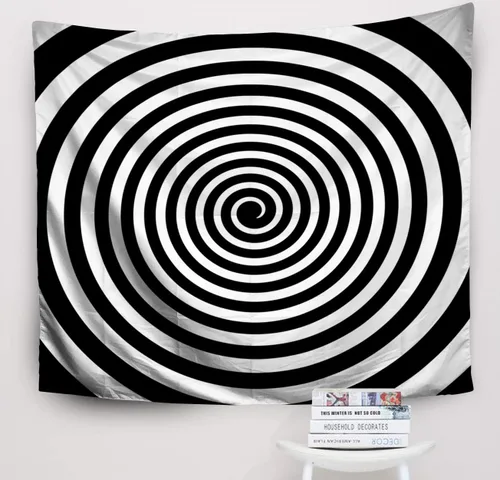 Miniatura 10 de Crannel Papel tapiz decorativo en blanco y negro, arte también conocido como estilo óptico visual que hace uso de ilusiones es un tapiz de 50 x 60