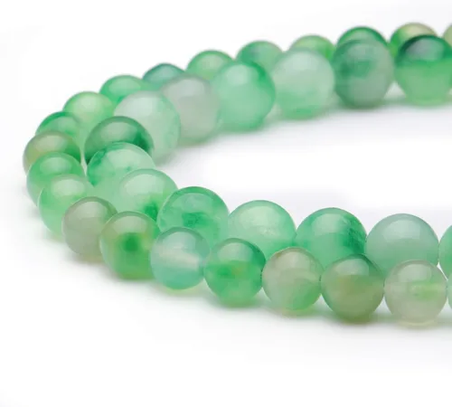 Miniatura 2 de Youngbling Cuentas de piedra preciosa natural para hacer joyería, 8mm de jade verde flor pulido redondo piedra lisa, cuentas rojas auténticas