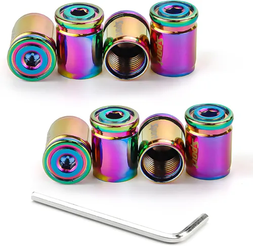 Miniatura 10 de Dickno 4 piezas tapones con bloqueo para válvulas de neumáticos de automóvil, cubiertas antirrobo para válvulas de rueda automáticas con sello