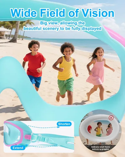 Miniatura 7 de Gafas de natación para niños de 6 a 12 años, visión amplia, antivaho, protección UV, sin fugas, gafas de natación para niños y niñas Rosado/Verde