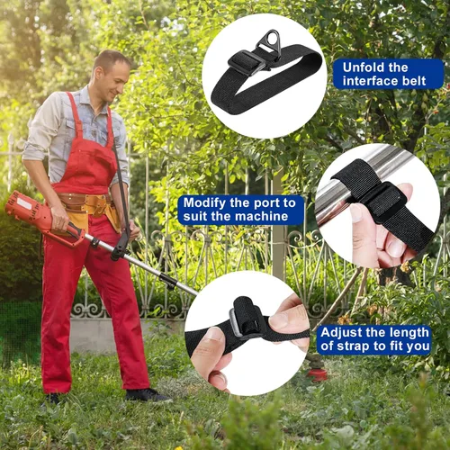 Miniatura 6 de RTHIEAI Correa larga para recortar – Correa de hombro fiable para herbívoros, sopladores de hojas, cortasetos y más – Diseño de abrazadera de eje