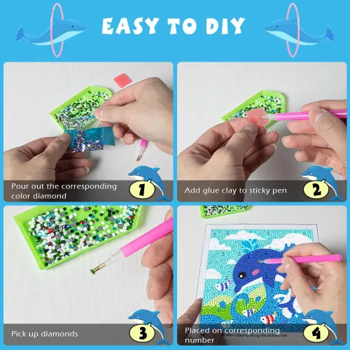Miniatura 3 de QEUOYSS Kit de arte de diamantes para niños con marco de madera y manualidades para niños de 6 a 8 a 10 a 12 años, arte de diamantes fácil de hacer