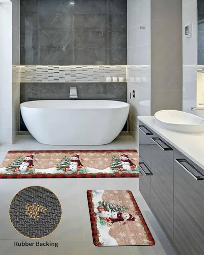 Miniatura 5 de Tapete de baño con diseño de muñeco de nieve para bañera, antideslizante, de secado rápido y absorbente, de tierra de diatomeas, tapete lavable