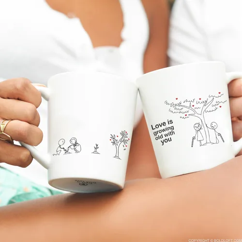 Miniatura 3 de BoldLoft Envejece contigo Tazas de café para parejas - Regalos para parejas para aniversario, boda, compromiso, San Valentín, regalos de cerámica