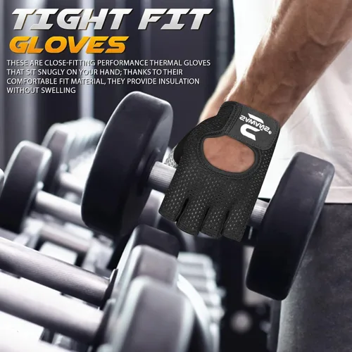 Miniatura 4 de SAWANS Guantes de entrenamiento para hombres y mujeres, guantes para levantamiento de pesas, guantes de gimnasio, fitness, ejercicio, ciclismo, Negro