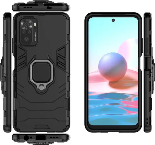Miniatura 3 de MaiJin Compatible con Xiaomi Mi Redmi Note 10, Redmi Note 10S, soporte de anillo de metal a prueba de golpes