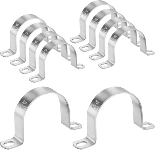 Miniatura 45 de M METERXITY Paquete de 3 abrazaderas de conducto, correa rígida de acero inoxidable 304 de 3-1/2 pulgadas M89 U con 2 agujeros