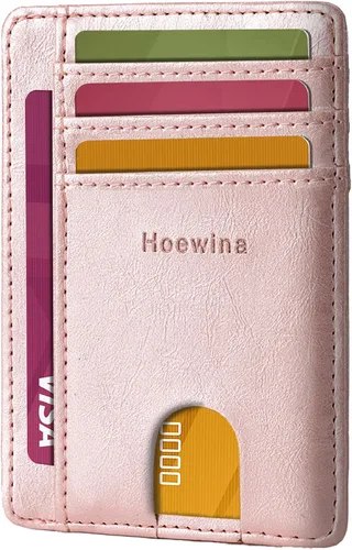 Miniatura 13 de Hoewina Cartera delgada para hombre, bolsillo frontal minimalista con bloqueo RFID, billetera de cuero delgada para tarjetas de viaje, regalos