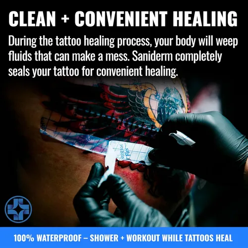 Miniatura 8 de Saniderm - Rollo de vendaje Flex Tattoo Aftercare - Envoltura de tatuaje ultra flexible, impermeable, estéril para una curación rápida y protección
