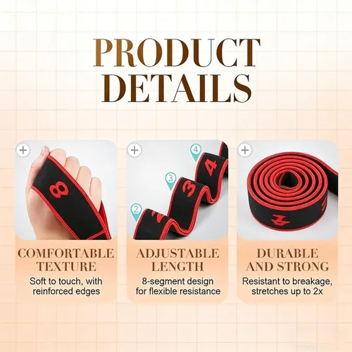 Miniatura 3 de Fitness Resistance Bands with Handles, Fitness Resistance Band for Stretching and Yoga, 8 Loops Elastic Exercise Bands, Exercise Resistance Bands