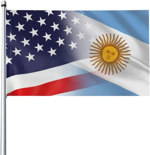 Bandera de Argentina y Estados Unidos de 3 x 5 pies, color vivo y resistente a la decoloración UV, banderas de Argentina y Estados Unidos para