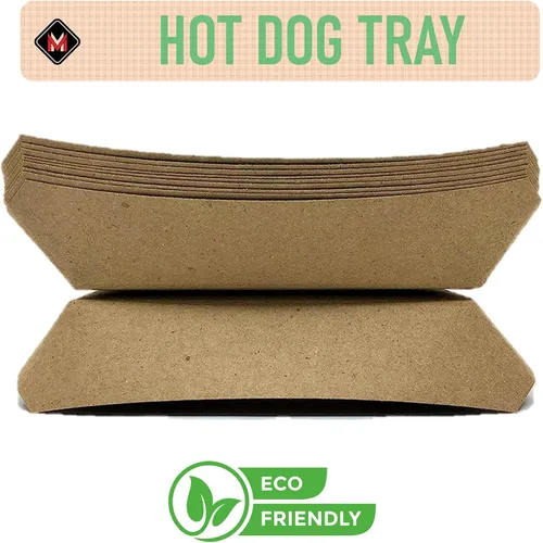 Miniatura 2 de Mr Miracle Bandeja de papel para perros calientes de 7 pulgadas en papel kraft. Paquete de 100. Desechable, reciclable y totalmente biodegradable.