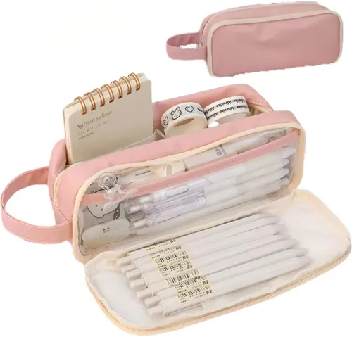 Estuche grande para lápices de gran capacidad con 5 compartimentos, bolsa grande para lápices, bolsa para bolígrafos, caja de lápices, organizador,