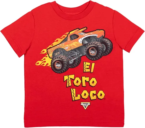 Miniatura 2 de Monster Jam El Toro Loco Zombie Maximum Destruction - Paquete de 4 camisetas gráficas para niños pequeños a grandes, Carbón, azul marino