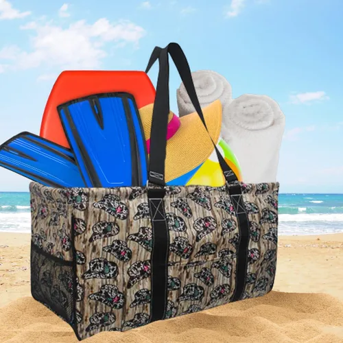 Miniatura 88 de NGIL Bolsa de comestibles reutilizable extra grande plegable de gran tamaño para comestibles, almacenamiento, picnic, playa, Bronco-negro occidental